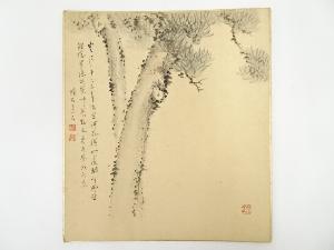 河野珠石筆　松図　肉筆色紙